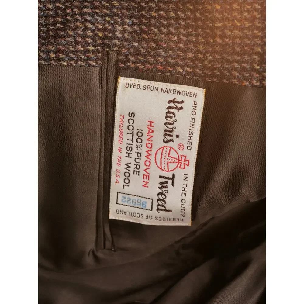 Harris Tweed Men's 38R Brown Multi Wool Tweed Blazer Sport Coat Tailored USA